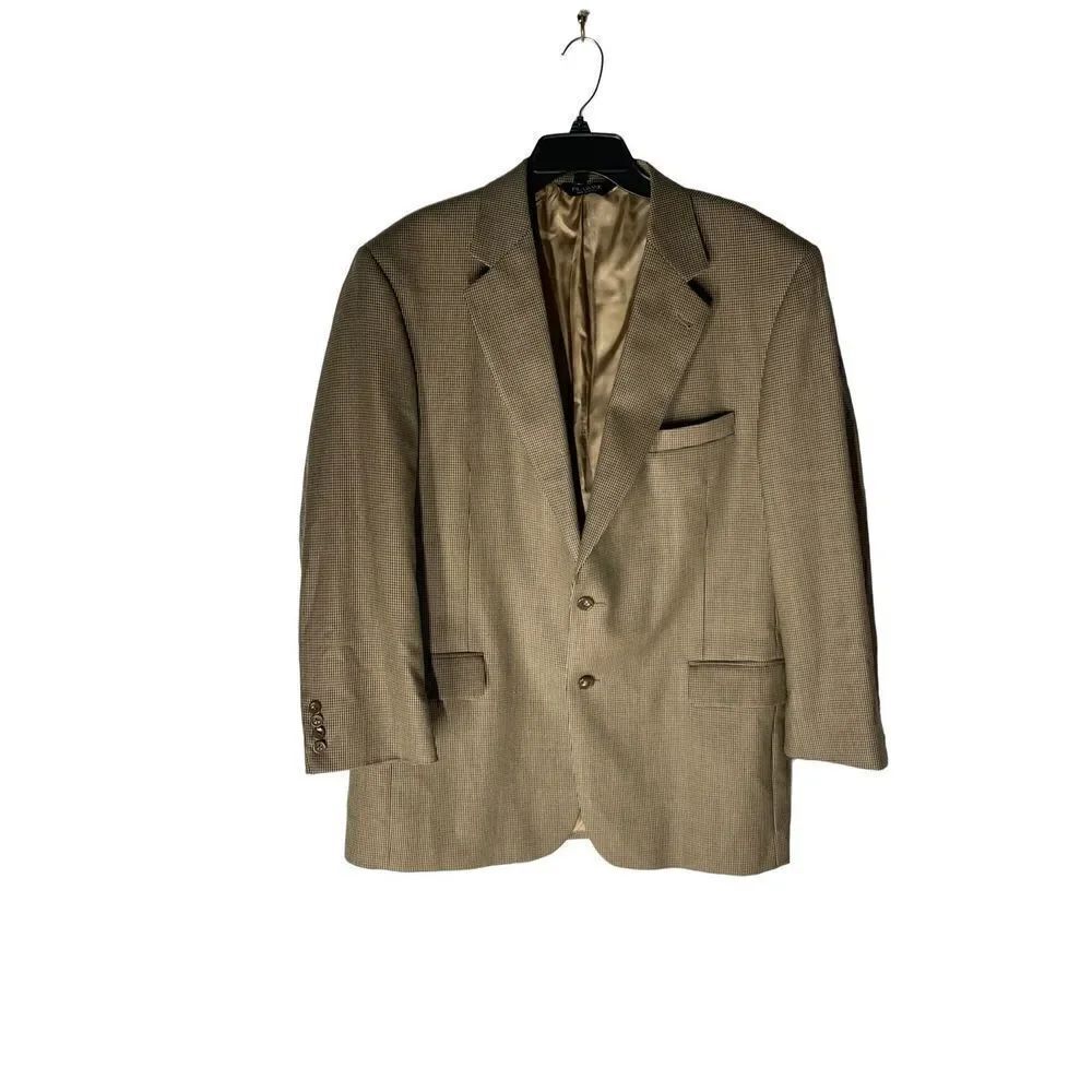 Jos A Bank Signature Collection Wool Brown Houndstooth Blazer Sport Coat Jacket
